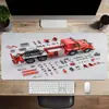 Diagrama de Descomposição de Carro de Bombeiro Mouse Pad para Jogo E-Sports Grande Espesso de Alta Qualidade e Resistente a Manchas Teclado de Computador Mesa Pad