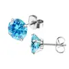 Aretes Stud de Acero Inoxidable 316 de Cuatro Garras con Circonita Brillante Transfronterizos para Mujer, Aretes Incrustados de Diamantes, Joyería Simple de Studs para Cartílago