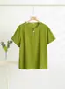 Camiseta de Verano de Manga Corta para Mamá Nueva 2025 Moda Femenina Tops Cuello Redondo Manga Corta Holgada Botones