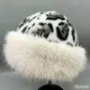 Chapéu mongol estampado de leopardo, chapéu de pescador de balde à prova de frio e quente para outono e inverno, chapéu de pelúcia grosso versátil, atacado transfronteiriço