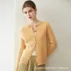 Cárdigan de cachemira de punto trenzado de manga larga, color liso, cuello redondo, grueso de 7 puntos, versátil, 100% cachemira, ajuste ceñido, para otoño e invierno
