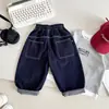 Valle del Viento 2026 Otoño Nuevo Estilo Coreano Únicos Pantalones de Mezclilla para Niños con Costuras, Modernos Holgados Pantalones de Primavera y Otoño para Niños