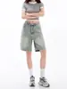 Shorts de Mezclilla Retro Azules para Mujer Tallas Grandes 2026 Verano Nuevos de Cintura Alta Casual Rectos Adelgazantes de Pierna Ancha