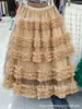 Vestido Largo Estilo Hada de Nicho 2026 con un Ambiente Minimalista Estilo Coreano, Falda de Media Capas Estilo Pastel con Parches de Malla 4809
