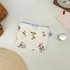 65222 Bolsa de Almacenamiento con Ribete de Encaje Floral Azul Claro, Estilo Fresco y Sencillo para Estudiantes, Cable de Datos para Auriculares, Billetera para Monedas, Bolsita Portátil