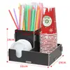 Porta Copo Descartável Porta Copo de Papel Porta Copo para Loja de Chá com Leite Suporte de Armazenamento de Mesa Colocação de Copo Madeira Shihai Sem