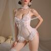 Encaje Sexy Transparente Pecho Pequeño Push-Up Realzador Deseo Puro Ropa de Dormir Entrepierna Abierta Uniforme Lencería No Quitar