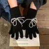 Personalização de Pedido PequenoLuvas de Inverno sem Dedos com Alto Valor Estético, Luvas de Lã Tricotadas com Laço de Renda para Tela Sensível ao Toque