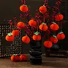 Decoração de Ano Novo 2026 Lanterna Pequena de Caqui Planta em Vaso Bola de Favo de Mel Pequeno Pingente Balde da Fortuna Material Floral