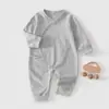 Roupas de bebê para primavera e outono, Macacão de algodão puro Classe A de manga longa para engatinhar, Roupa confortável sem costura para casa, Macacão para recém-nascido