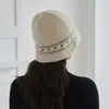 Cachemira 2026 Otoño/Invierno Nuevo Estilo Japonés para Mujer Sombrero de Pescador Bloque de Color Tejido a Mano Resistente Sombrero de Punto Grueso Cálido
