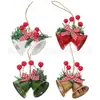 Pingente de sino de Natal, Decoração de árvore de Natal, Sino duplo em ferro forjado, Pinha, Fruta vermelha, Laço, Decoração de feriado para árvore de Natal