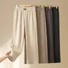 Pantalones rectos de lana de nuevo estilo para madres, cintura elástica de moda, pantalones de color liso versátiles de alta gama para adelgazar para mujeres de mediana edad