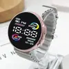 Reloj electrónico LED para pareja al por mayor de fábrica, personalidad genial, círculo de dos colores, estudiante marino, deportivo, moda, reloj electrónico