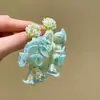 Pendientes de borla de flor de cuentas de color dopamina para primavera, sensación de lujo ligero y alta gama, pendientes atmosféricos estilo vacacional para mujer