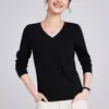 Camiseta Básica Feminina Primavera/Verão 2026, Gola V, Caimento Solto, Algodão Mercerizado Dupla Face de Contagem 80, Blusa Feminina de Manga Longa