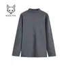 Blusa de fleece dupla face, camiseta quente de manga longa para homens, corte solto, cor sólida, casual, feita de fleece alemão, camiseta base para o inverno, blusa de outono