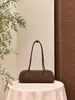 2026 Nuevo Otoño Estilo Francés Dachshund Importado Piel de Vaca de Capa Superior Cuero Genuino Gamuza Bolso de Axila Bolso Baguette de Gran Capacidad