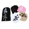 Gorro de Malha Y2K Transfronteiriço Cruz Chapéu Jacquard Masculino Chapéu Hip-hop Europeu e Americano Chapéu Street Moderno para Esportes ao Ar Livre