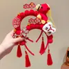 Diadema de Peluche Roja de Año Nuevo para Mujer, Sesión de Fotos de Invierno, Lavado de Cara, Diadema, Uso Diario, Pinza para el Cabello de Corona Alta, Accesorio para el Cabello