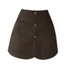 Falda pantalón corta abotonada de lana, falda pantalón de lana línea A para mujer, falda pantalón de pierna ancha para mujer otoño e invierno 2026