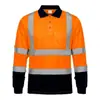 Camisa Polo Refletiva Construção Manga Longa Gola Lapela Roupa de Trabalho Transfronteiriça Feita Sob Medida Vestuário de Proteção do Trabalho Uniforme de Trabalho Comércio Exterior