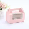 Caja de Empaque Portátil para Muffin y Cupcake Ventana Transparente Caja de Papel para Postre Caja de Horneado de Pastelería en stock Mayoreo