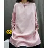 Camisa de Manga Larga Versátil de Largo Medio, Cuello Alto, Botones, Holgada, Nuevo Estilo Chino Bordado de Algodón y Lino Retro Otoño 2026