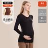 Suéter de mujer embarazada primavera y otoño con forro polar, camisa de base negra, cuello alto de invierno, interior de punto, maternidad 801