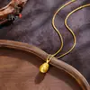 Mismo estilo que la tienda de oro, colgante de flor de loto con incrustaciones de diamante y oro de arena método antiguo, collar con colgante de cuenta de oro que concede deseos estilo chino nuevo