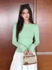 Camiseta de Cachemira Cálida de Alta Calidad, Custom de Fábrica, para Abrigo, Hombro Normal, Manga Larga para Mujer, Nuevo Estilo Otoño/Invierno, Ajustada, Top Base