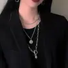 Colar de Marca Tendência para Mulheres, Suéter Coreano Estilo Hip-Hop para Homens, Pingente de Design de Nicho Harajuku, Joia Personalizada Legal Multicamadas