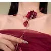 Collar Hua Zhi Xiao de Cristal Rosa Dulce con Cuentas Florales, Gargantilla Cadena Clavícula Estilo Vacaciones Frescas en la Costa