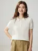 Novo Top de Tricô de Caxemira de Manga Curta para Outono Novo Feminino Temperamento Francês Gola Polo Tricô Trançado Suéter Base de Lã