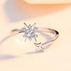 Anillo de estrella Damila para mujer de plata de ley s925, lujo ligero, elegante, con incrustaciones de diamantes, anillo de estrella con apertura ajustable, versátil
