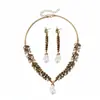 Collar de Perlas con Hojas y Espigas de Trigo Incrustadas de Diamantes Vintage Europeo y Americano, Estilo de Nicho, Artesanía Exquisita, Cadena para Clavícula, Accesorio de Estilo Medieval de Corte