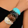 Pulsera ancha de resina con tachuelas en degradado vintage de venta caliente transfronteriza con apertura irregular, accesorio de mano de lujo simple y elegante al por mayor