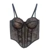 Corsé sexy de encaje estilo europeo y americano con ballenas, cómodo, adelgazante y realza la figura, perfecto para un look sofisticado, con diseño push-up y top sin tirantes