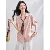 Comercio Exterior Ropa de Mujer Fotos Reales en Stock Verano 2026 Nuevo Estilo Bufanda de Seda Corbata Camisa de Manga Corta con Cuello en V Top Elegante