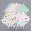 Toalha de Bebê de 6 Camadas Toalha Quadrada Plissada 30*30cm Pequena Toalha de Rosto Gaze Venda Direta da Fábrica Quadrada Desenho Animado