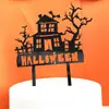 Árvore decorativa de Halloween casa na árvore Cartão de bolo acrílico de Halloween plug-in festa decoração divertida de bolo