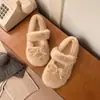 Nuevo estilo, suaves y cómodos zapatos peludos de suela plana 2026 para mujer, de suela blanda, estilo de hada, forrados de algodón y forro polar para otoño e invierno, estilo coreano