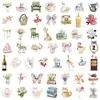 Paquete de 50 Hojas de Pegatinas Transparentes de Acuarela Niña Jardín Mascotas Impermeables para Diario DIY Decoración de Taza de Agua Pegatinas