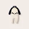 Mameluco de Felpa para Bebé Oso Panda de Dibujos Animados Caliente para el Hogar Mono para Recién Nacido Cubrepiés de Invierno