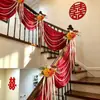 Juego de decoración para pasamanos de escalera de boda, cortina colgante decorativa floral de tela artificial, suministros de decoración para habitación de boda, arreglo para pasamanos de escalera