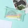 Estuche de malla transparente para lápices, bolsa de papelería para estudiantes de primaria y secundaria, bolsa para lápices de gran capacidad, estuche para lápices de nailon lindo y de alta gama al por mayor