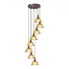 Nuevo candelabro vintage de estilo chino para escaleras en espacios tipo loft dúplex, candelabro artístico de madera simple de línea larga