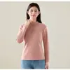 Nova camisa base de fleece espessada para outono e inverno para mulheres, com fleece extra, alta elasticidade, modeladora, à prova de frio, top de gola média