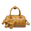 Bolsa Boston de Couro Genuíno Mais Vendida Internacionalmente Bolsa Almofada Feminina Nova Tendência Moderna Bolsa de Ombro Transversal Bolsa de Mão Estampada