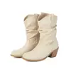 Botas para Mujer de Tallas Grandes Europeas y Americanas, Zapatos de Tacón Alto de Aliexpress, Tacón Cuadrado, Tallas 40-46, Botas de Piel, Botines Redondos para Otoño e Invierno, Amazon